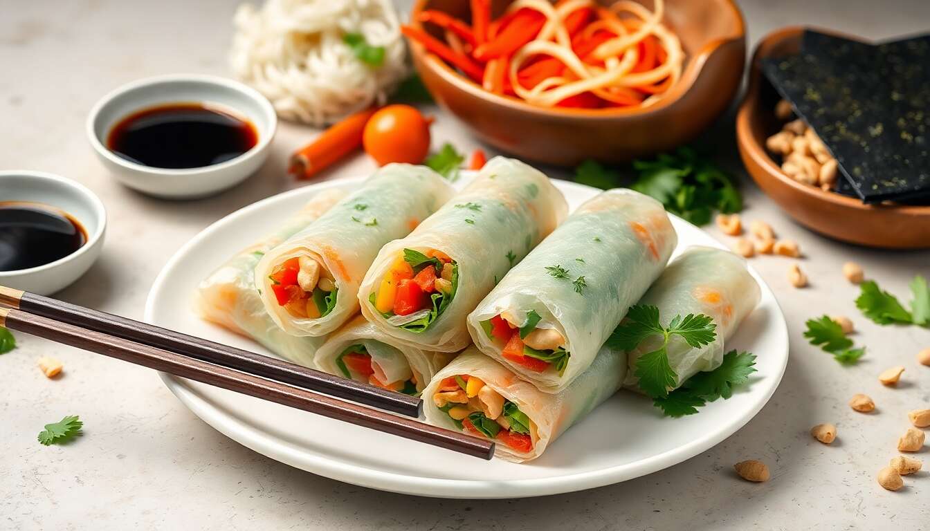 Rouleaux de printemps végétariens : recette facile et savoureuse