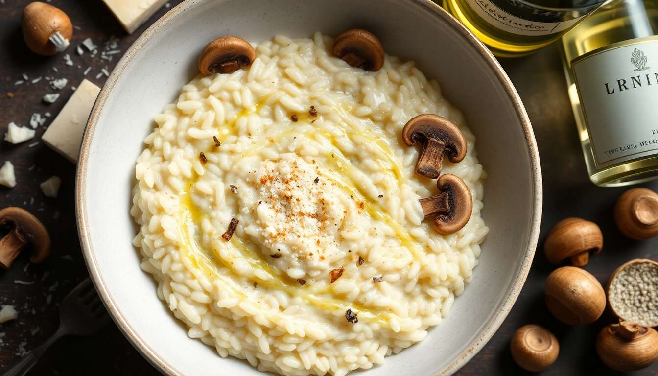 Risotto au parmesan et champignons : recette onctueuse