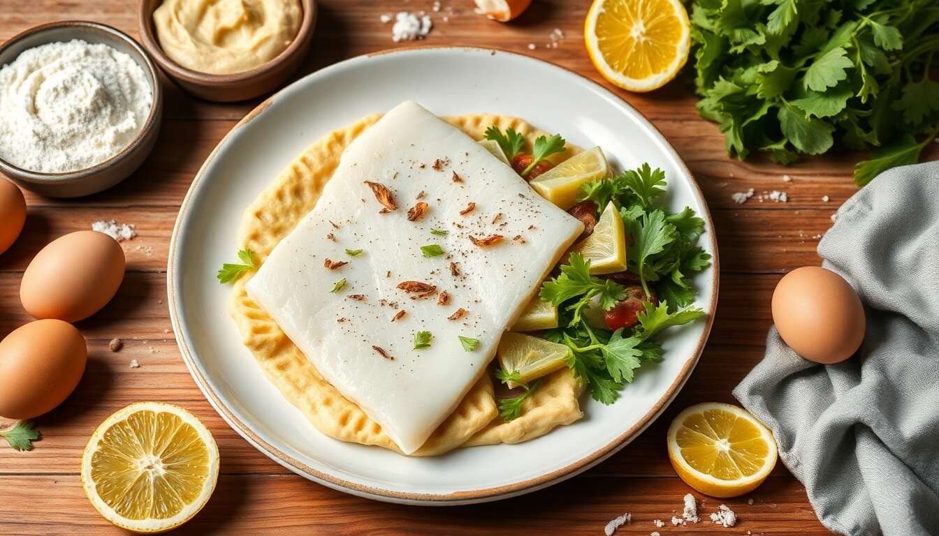 Galette de poisson : délicieuse recette au houmous, artichaut et salade croquante