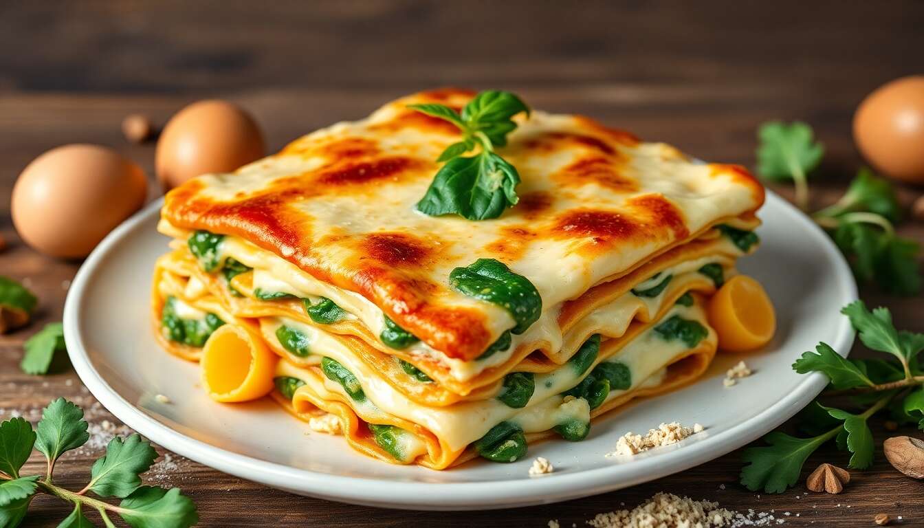 Lasagnes aux épinards et béchamel végétale : recette savoureuse