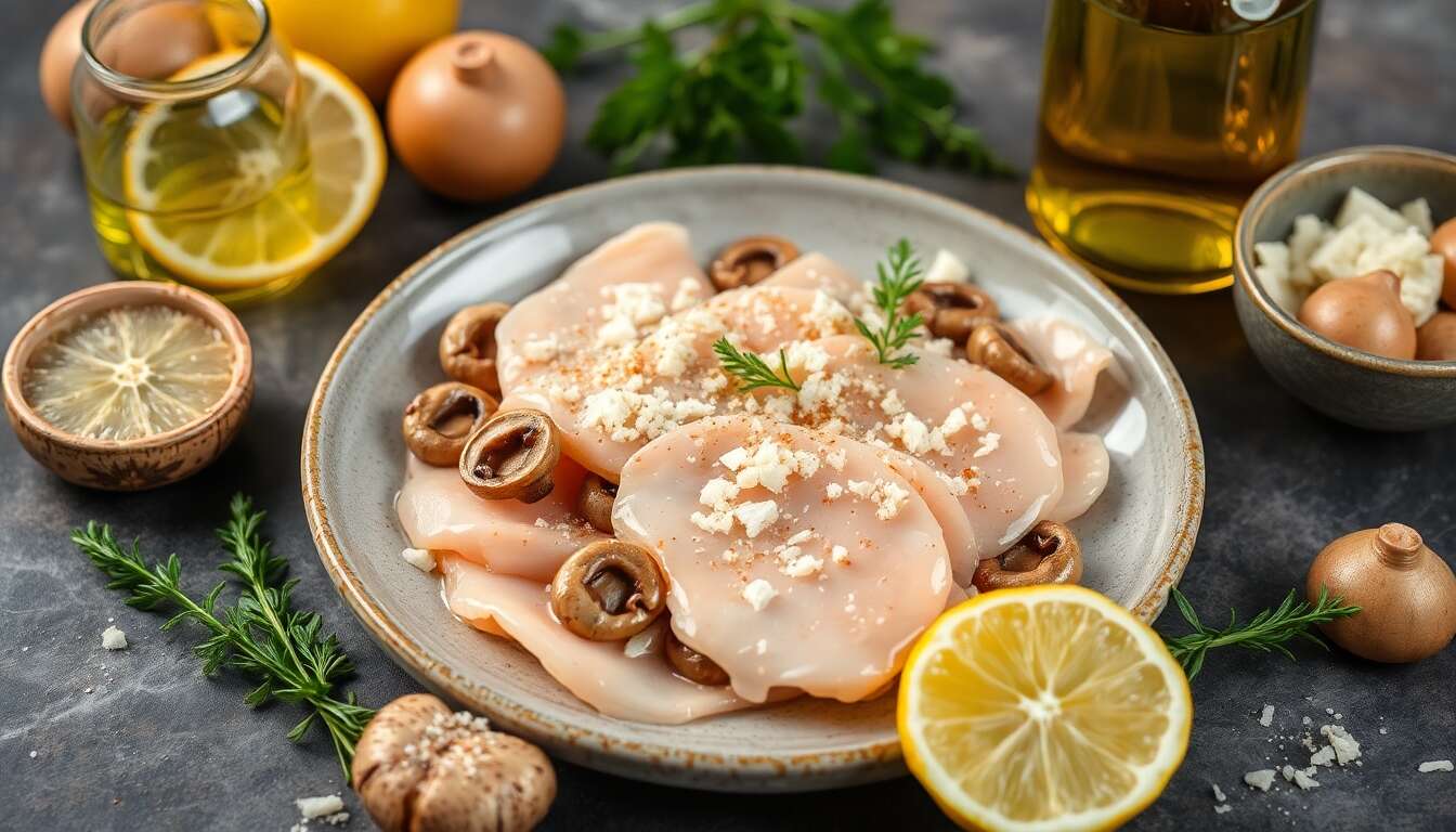 Recette de carpaccio de poulet aux champignons de Paris