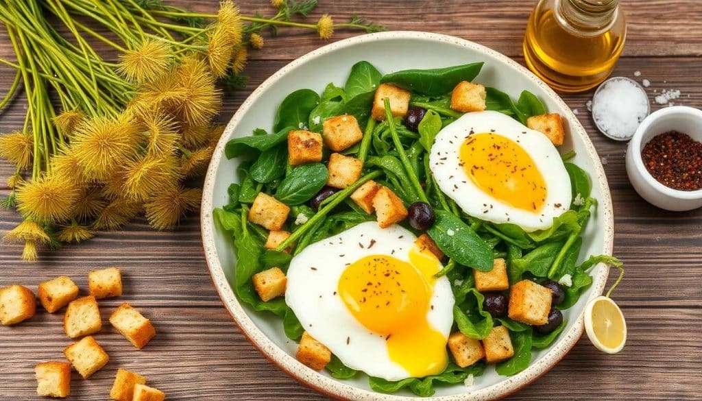 Salade de pissenlit : recette gourmande aux œufs pochés