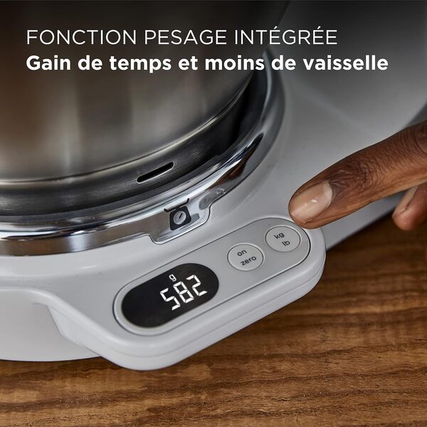 Kenwood Titanium Chef Baker KVC85.004SI Robot Patissier avec Balance Intégrée, Inclus Ensemble Pâtisserie 3 Pièces, Bol de Mélange de 5L et 3.5L, Régulateur de Vitesse Progressif, 1200W, Argenté