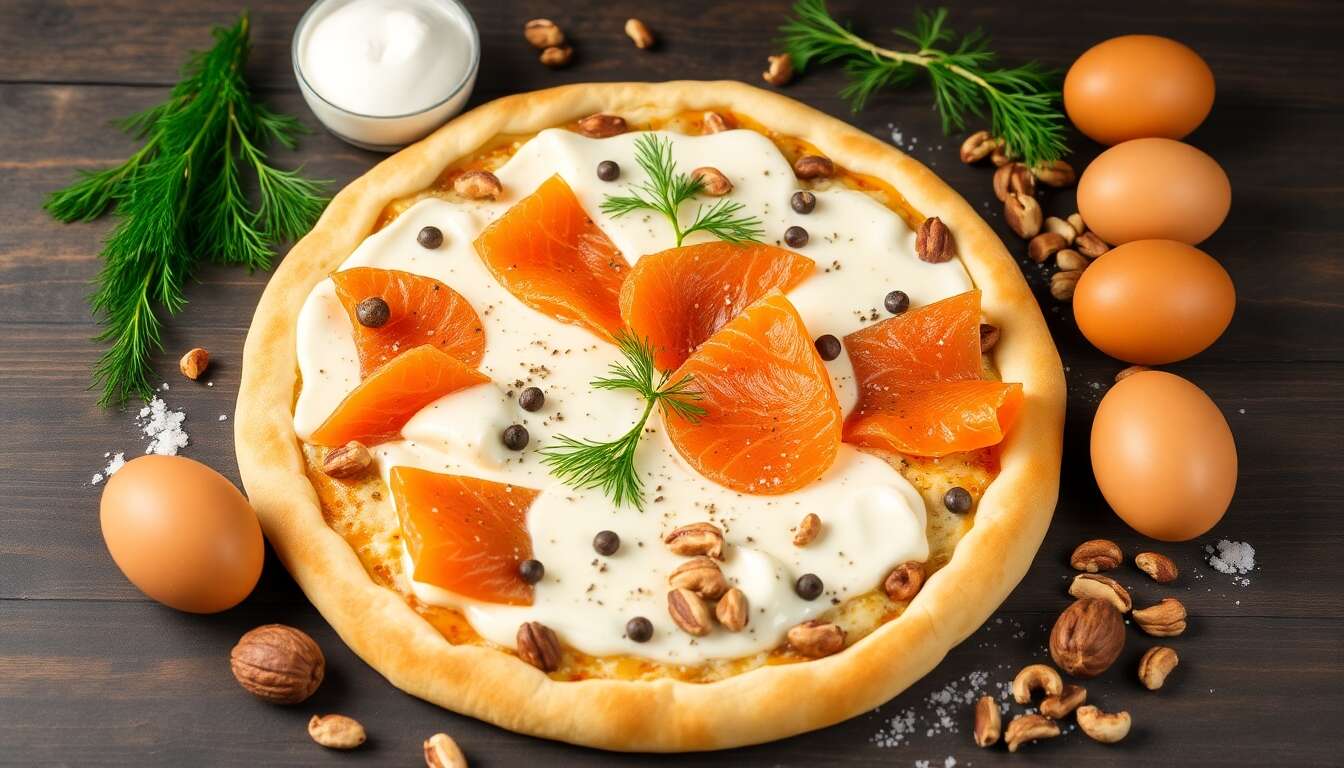 Pizza Flamich light au saumon : recette savoureuse