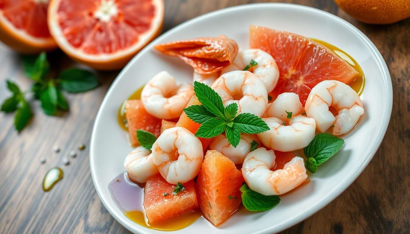 Salade de crevettes au pamplemousse : recette fraîche et gourmande