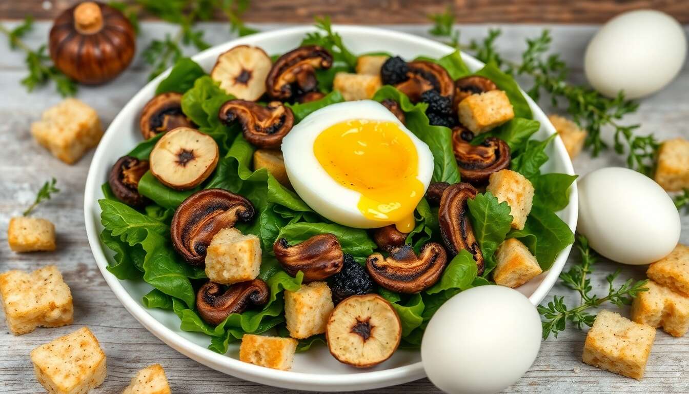 Salade forestière à l'œuf cassé : recette gourmande et facile