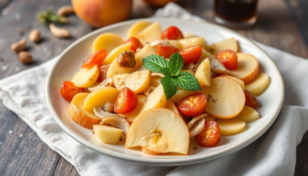 Salade d'échalotes aux pommes d'amour : recette savoureuse