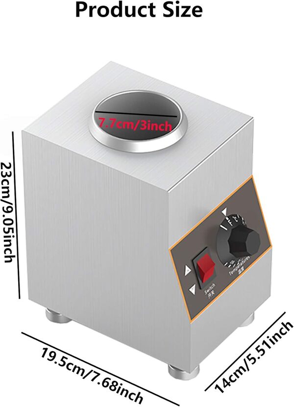 Royare Chauffe-sauce électrique,160W alimentaire commercial, distributeur fonte fromage au chocolat, pot chauffe chocolat multifonction 30-85℃,machine conservation chaleur confiture,650 ml/b