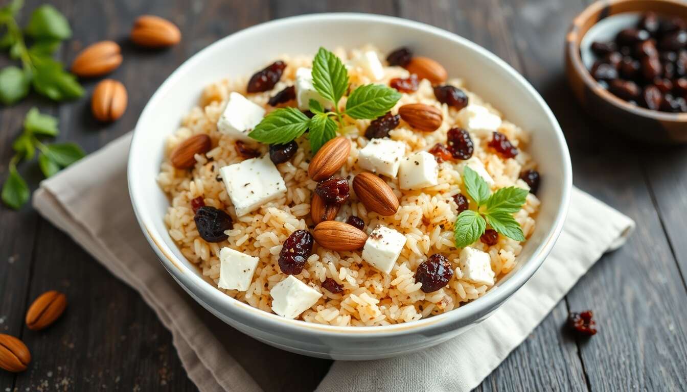 Salade de feta et fruits secs aux deux riz : une recette savoureuse