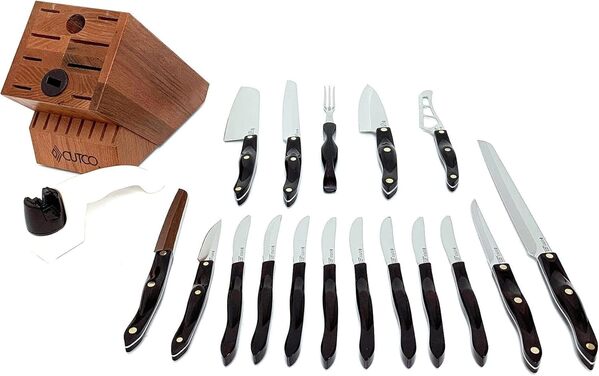 Cutco Ensemble de 19 couteaux de cuisine en bois de cerisier