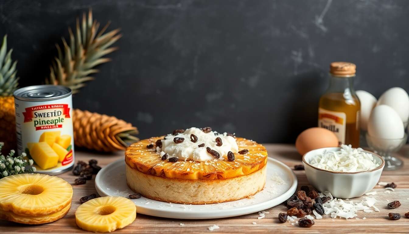 Recette tarte à l'ananas, raisins et noix de coco
