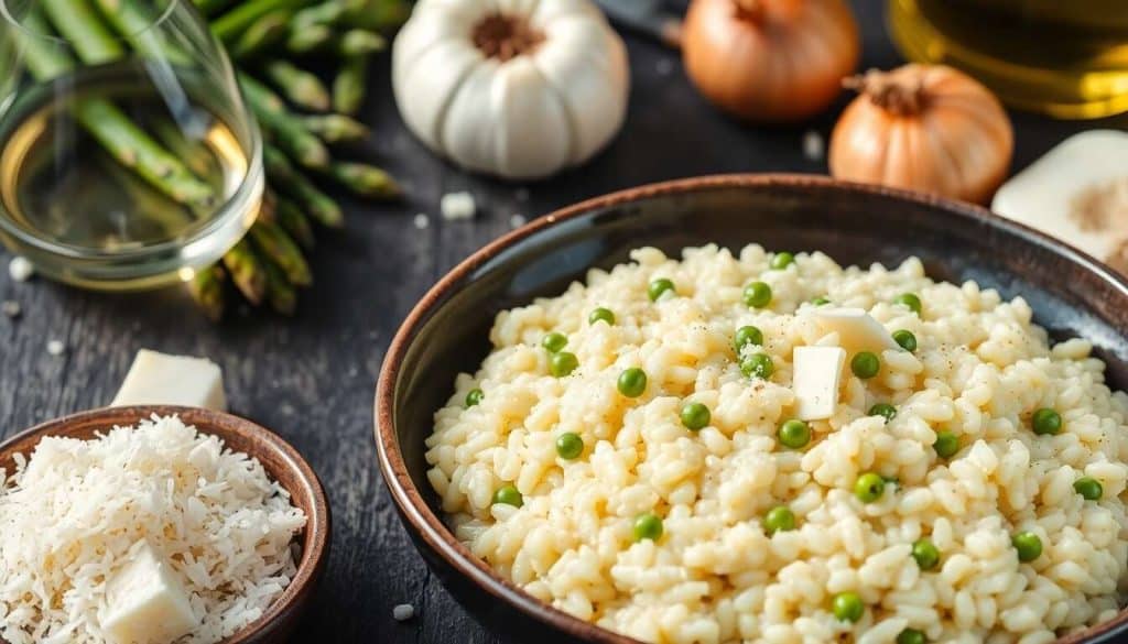 Risotto crémeux aux asperges et fromage frais : recette gourmande
