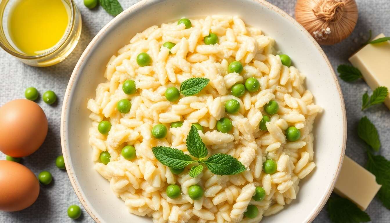 Risotto crémeux petits pois menthe : une recette fraîche et gourmande