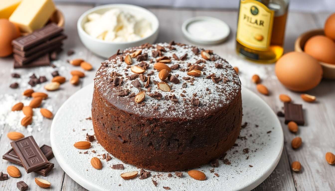 Gâteau chocolat-amandes au rhum : recette gourmande