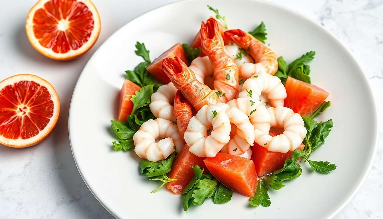 Recette Salade de Langoustines et Pamplemousse Rose