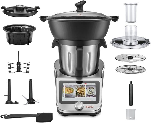Robot Cuiseur Multifonctions Connecté Avec Bol Xl, Balance Intégrée Et Grand Écran Tactile +750 Recettes - ROBICOOK XL