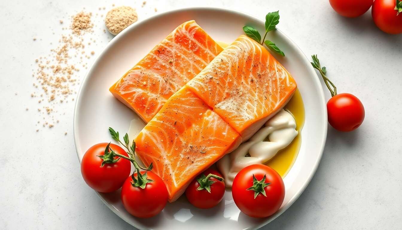 Filet de truite saumonée au fumet de poisson et tomates fraîches