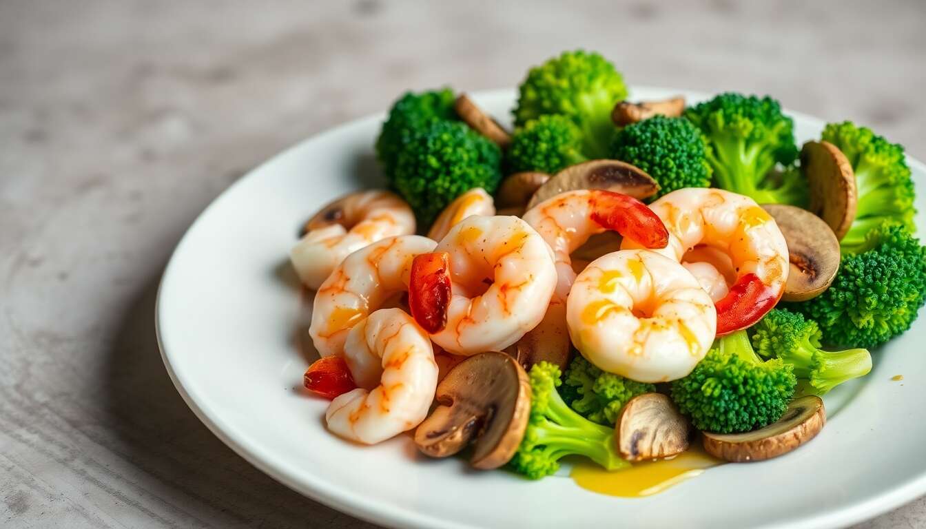 Salade de crevettes, champignons et brocolis : une recette fraîche et savoureuse