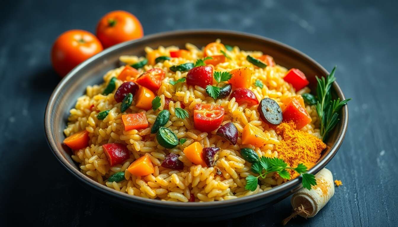 Risotto aux cinq légumes : recette savoureuse et colorée