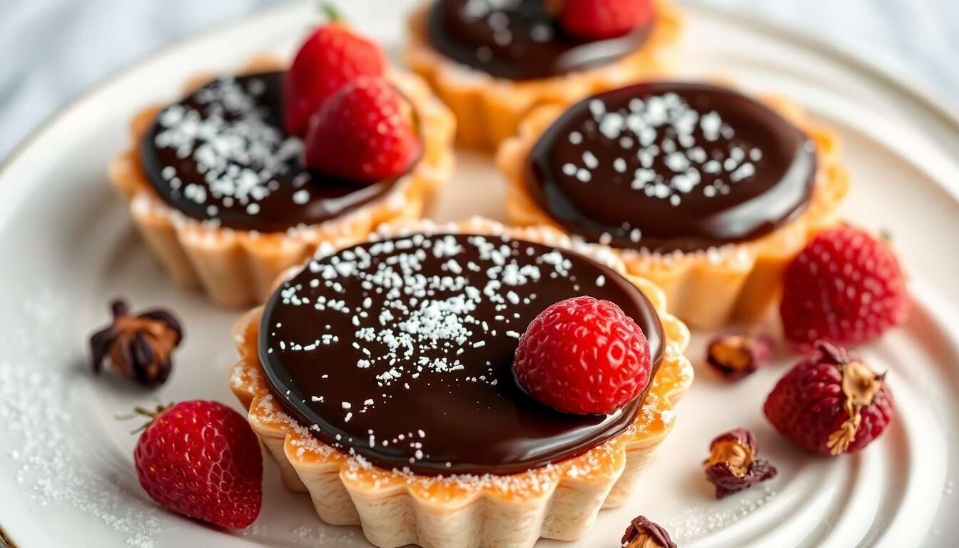 Tartelettes fines au chocolat et fraises des bois : recette gourmande
