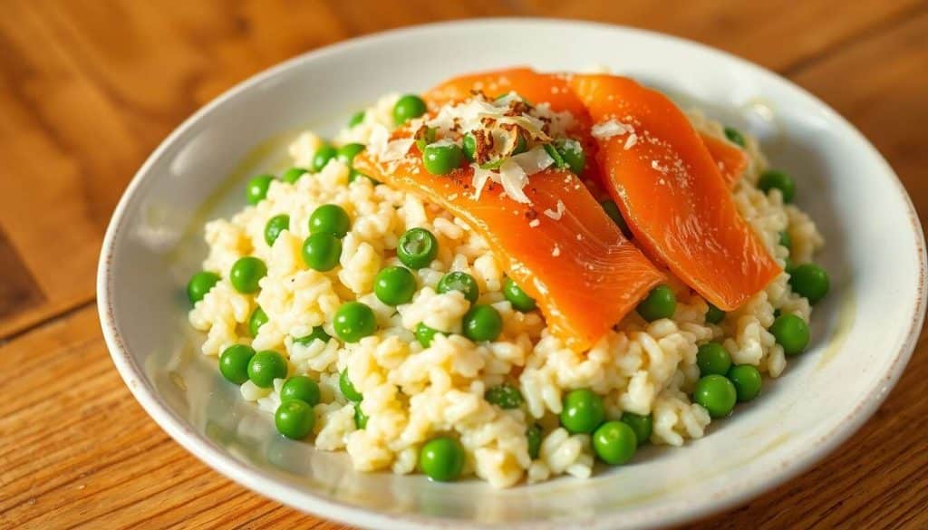 Risotto au saumon et petits pois : recette savoureuse et facile