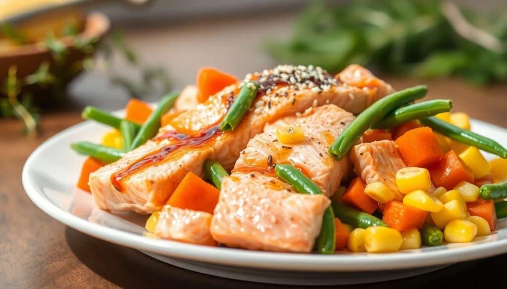 Salade de Saumon Cuit aux Légumes Vapeur