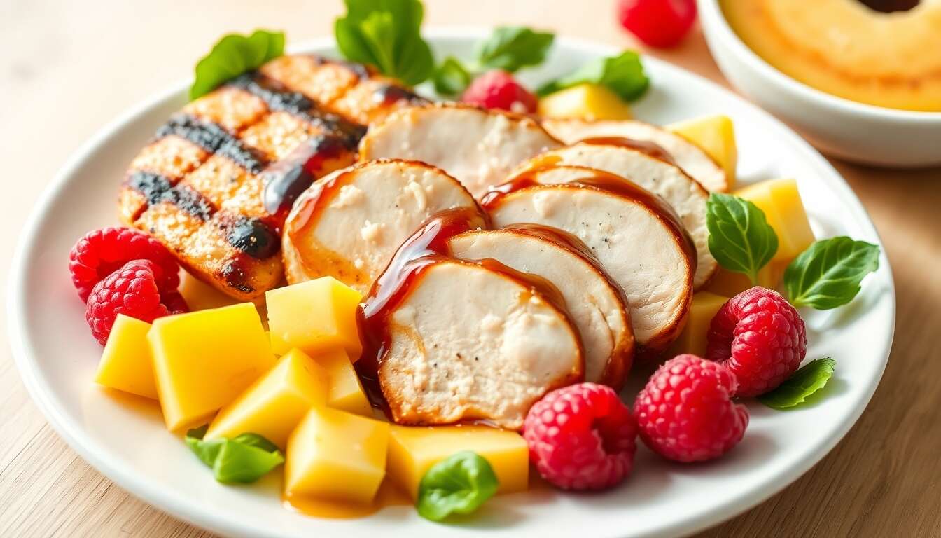 Recette : melon au poulet et aux framboises