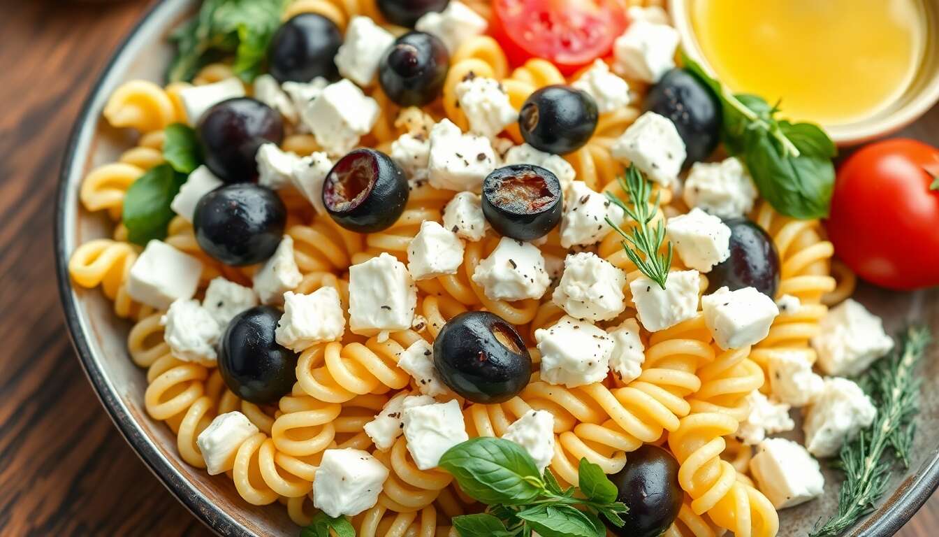 Salade de torsades à la feta : recette fraîche et gourmande
