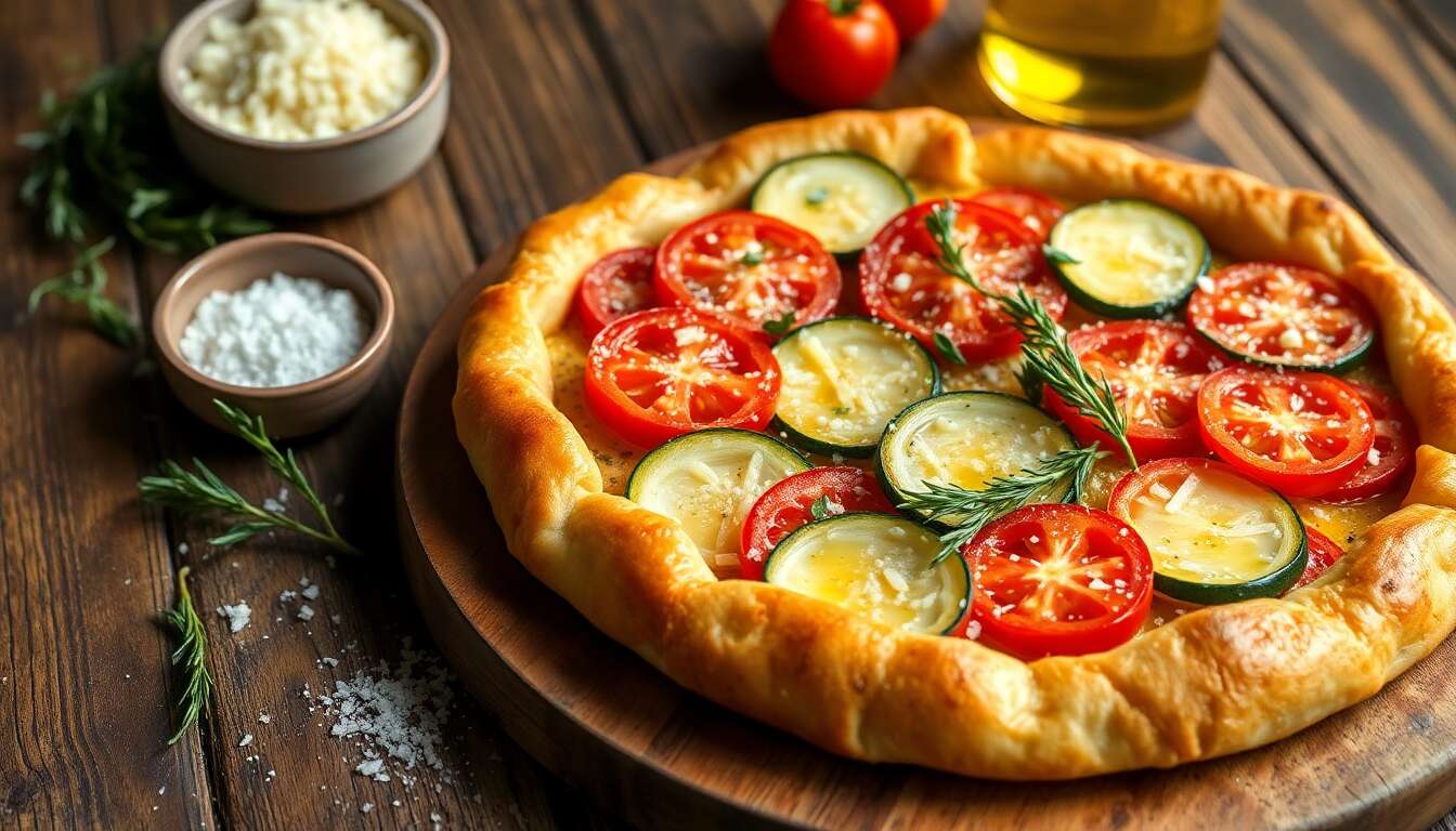 Tarte savoureuse aux courgettes et tomates facile à préparer