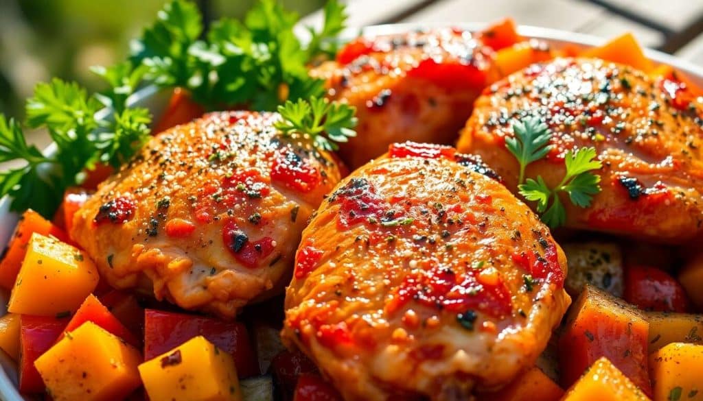 Poulet chaud et ratatouille froide : recette savoureuse d'été