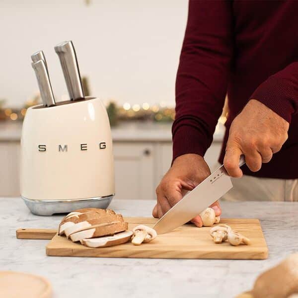 Smeg Cream Stainless Steel Knife Block Set