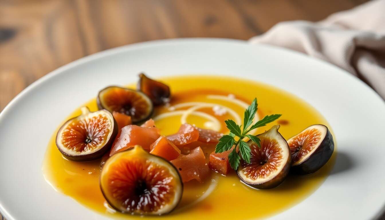 Soupe de melon et figues au Parme croustillant