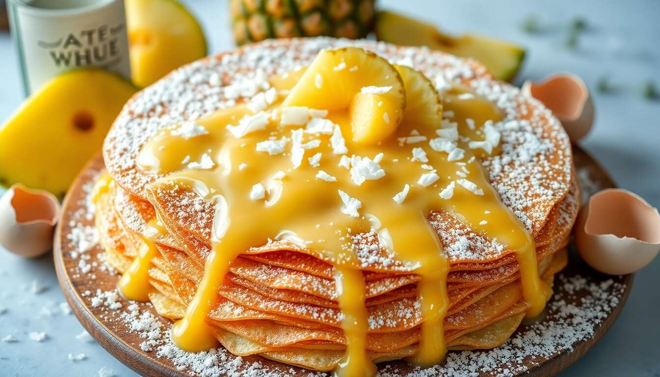 Charlotte de crêpes sauce Piña Colada : recette gourmande