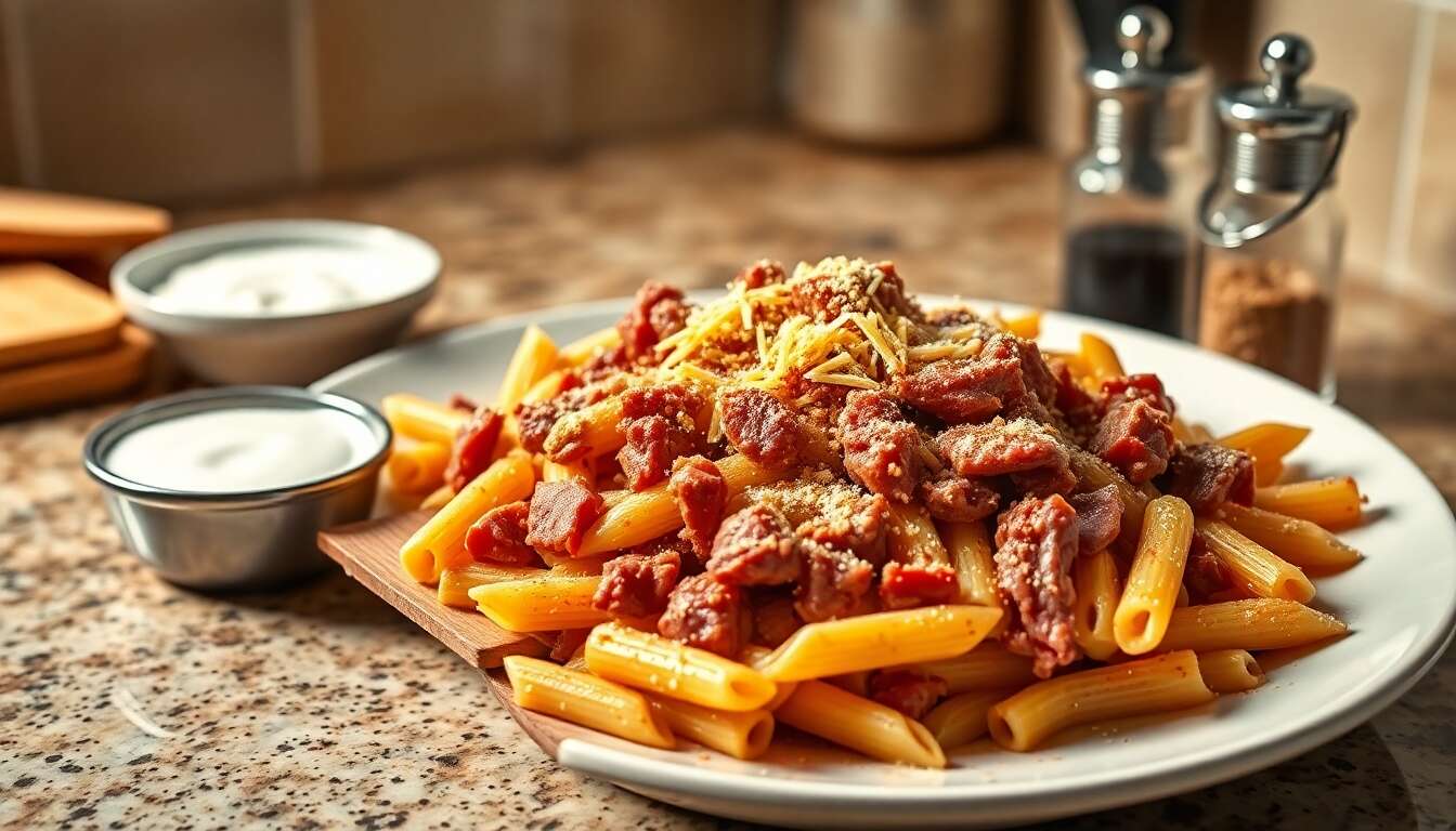 Pâtes au corned beef : une recette savoureuse et facile