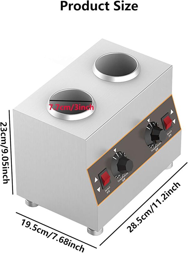 Réchauffeur de chauffe-sauce, Électrique Fudge Chaleur Nourriture Sauce Chaud Fromage Distributeur Chauffe-Chocolat pour la fonte et le chauffage du chocolat/thé au lait/crème/soupe