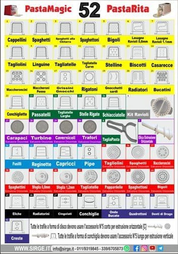 Machine pâtes automatique pour faire des pâtes fraîches à la maison 300 Watt - 34 types de pâtes + Ravioli - jusqu'à 900 gr