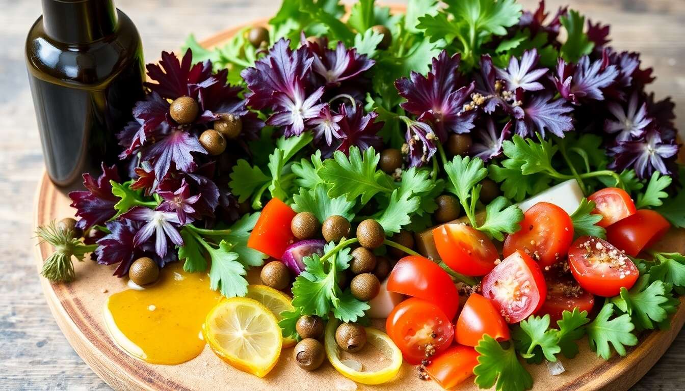 Salade d'herbes : une explosion de saveurs avec anchois marinés