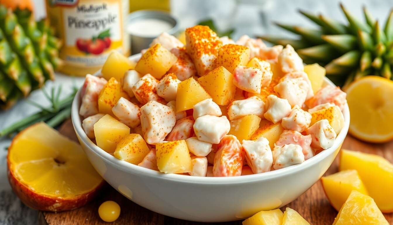 Salade de crabe à l'ananas : recette exotique au curry