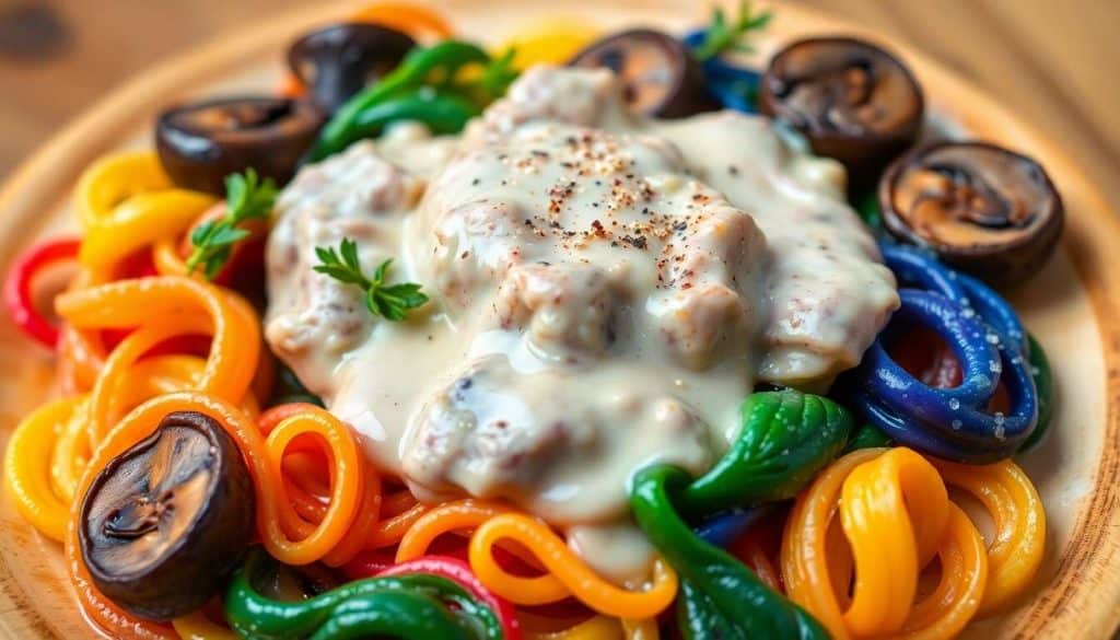 Grenadins de veau aux pâtes tricolores et morilles : recette gourmande