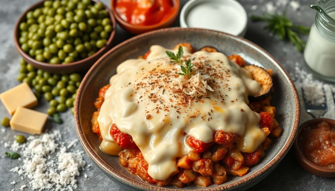 Moussaka grecque végétarienne : recette avec béchamel au tofu