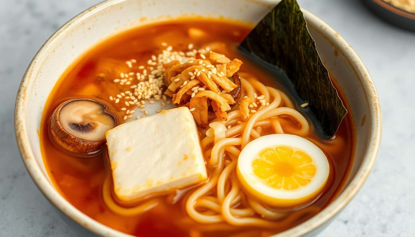 Ramen végétarien : savourez champignons et tofu