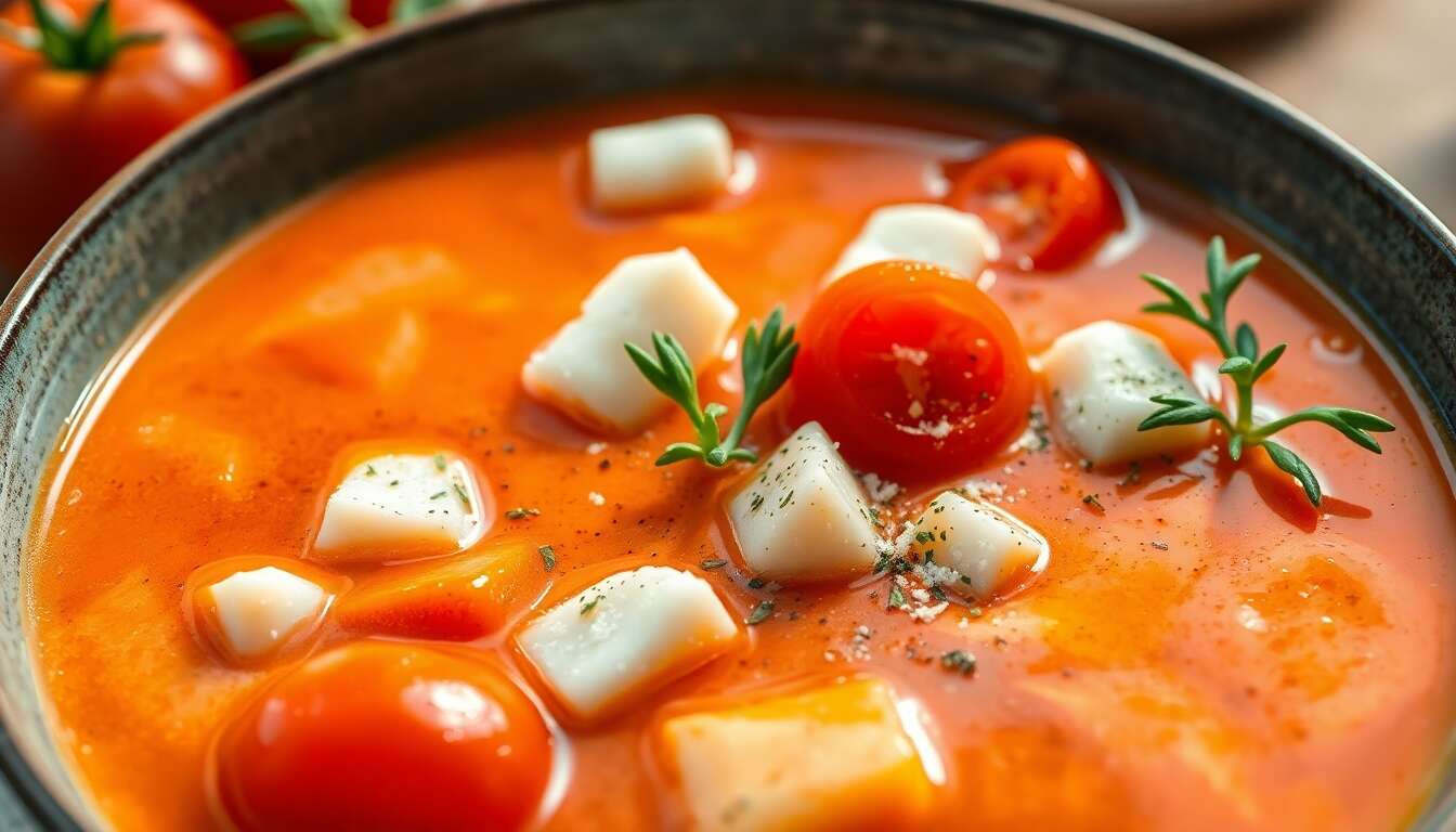 Potage tomates et cabillaud : recette savoureuse