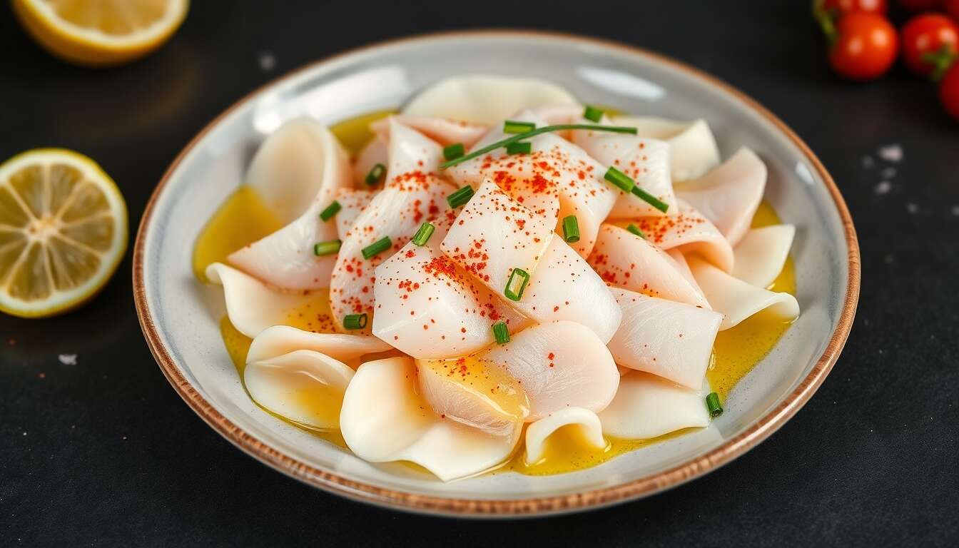 Carpaccio de poisson blanc au piment d'Espelette par Cyril Lignac