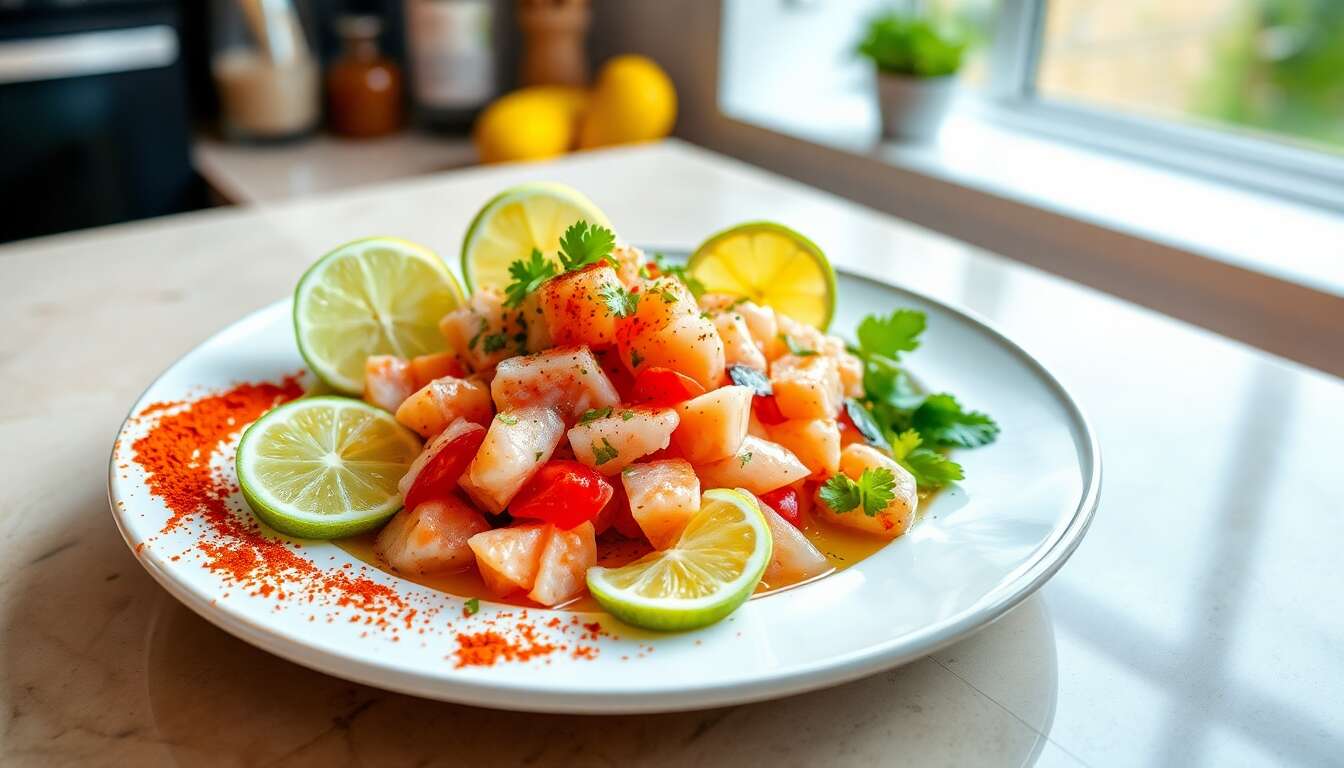 Ceviche de poissons mariné : recette Leche de Tigre par Cyril Lignac
