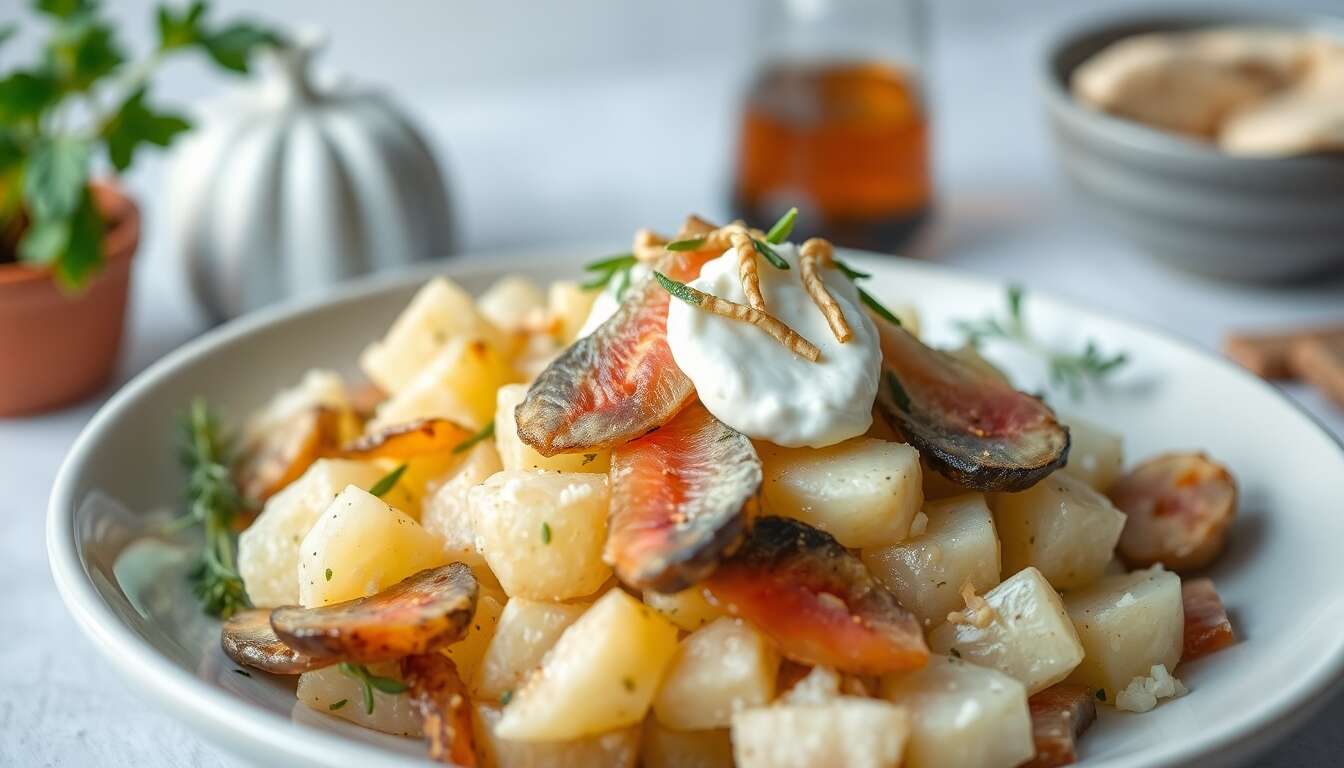 Salade de pommes de terre aux deux harengs : recette savoureuse