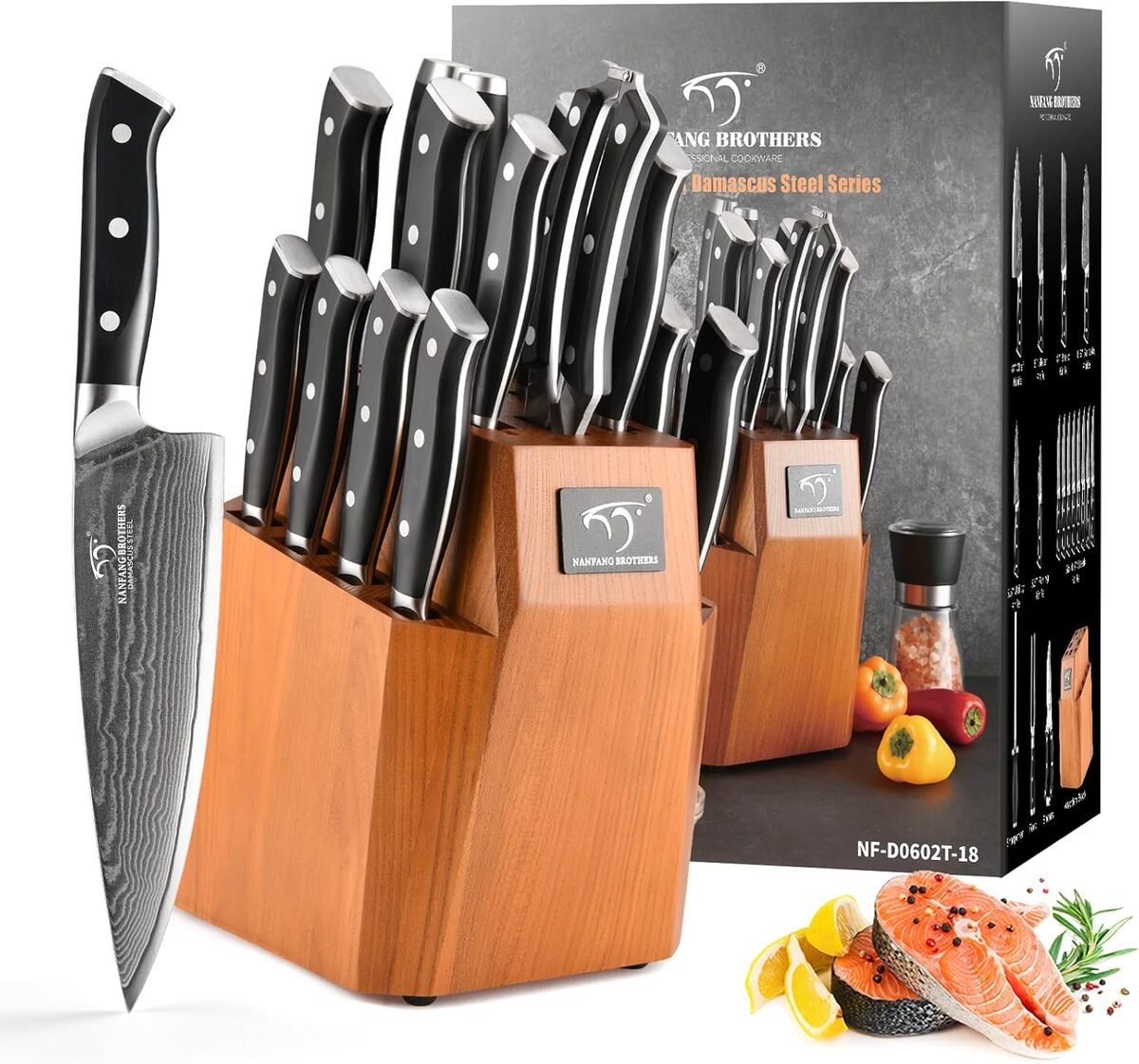Test : couteaux de cuisine japonais Damas 18 pcs