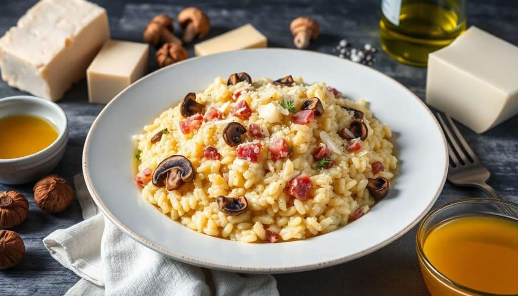 Risotto crémeux aux cèpes et dés de jambon
