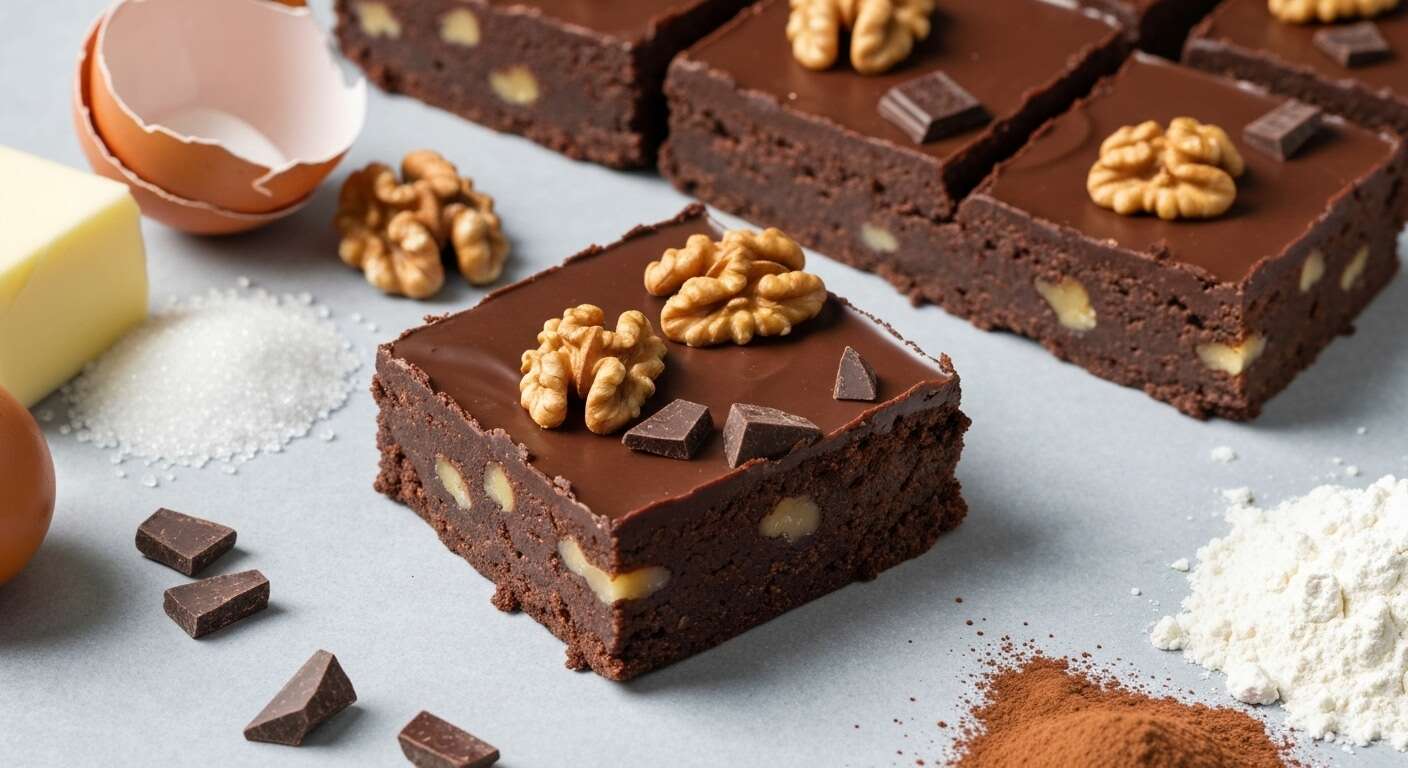 Carrés au chocolat noir et noix : recette gourmande