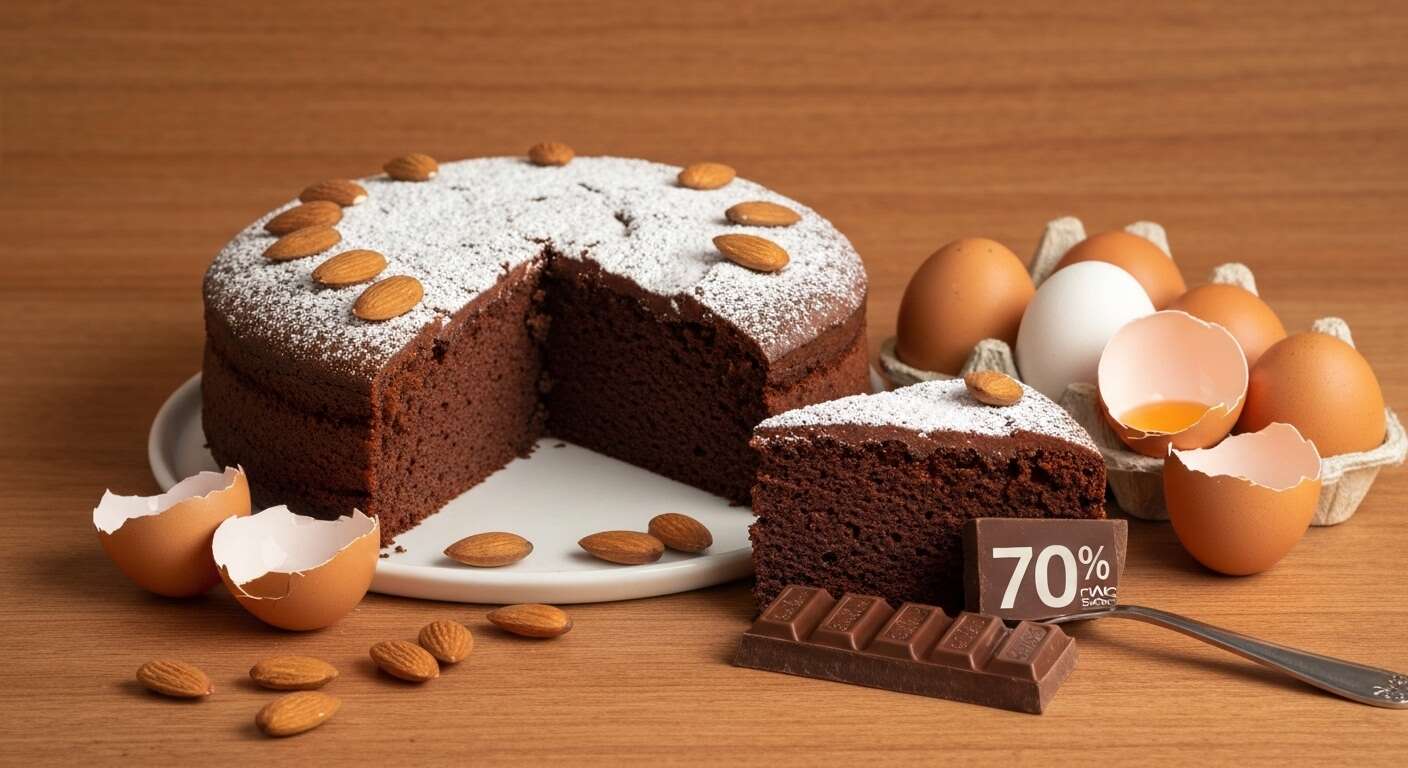 Gâteau au chocolat amer et aux amandes : recette gourmande et facile