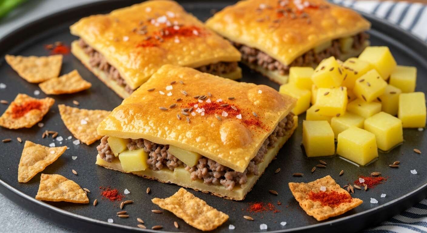 Brick aux pommes de terre, viande hachée, cumin et paprika : recette savoureuse